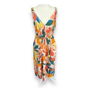 Vince Camuto Floral Midi Sundress Cream Yellow Orange Green Blue Size 14